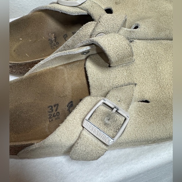Birkenstock Boston Cream Soft Suede Leather Buckle Clogs Size 37 US Women’s 6.5 - Picture 6 of 14